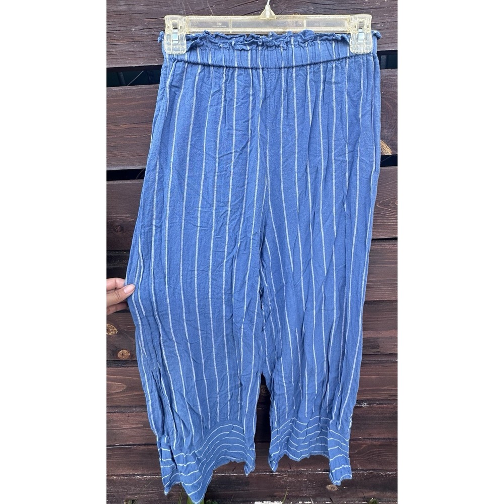 Billabong Women's Blue /White Wide Leg Striped Pants Size Small